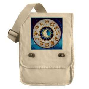  Messenger Field Bag Khaki Zodiac Astrology Wheel 