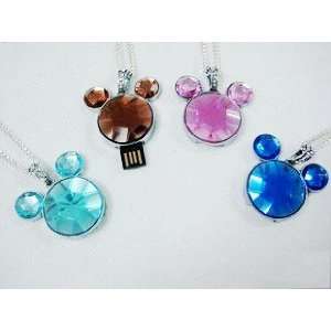 Mickey Mouse Head Crystal Diamond USB Flash Drive with Necklace:8GB 