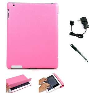 Pink Folio Styled Durable Faux Leather Shell Case and Stand with Auto 