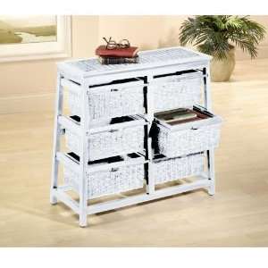    White Hillsdale Wood and Wicker 6 Drawer Pyramid: Office Products