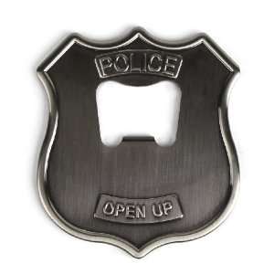 Kikkerland Police Badge Stainless Steel Bottle Opener:  