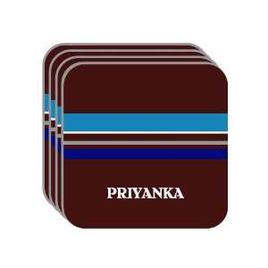 Personal Name Gift   PRIYANKA Set of 4 Mini Mousepad Coasters (blue 