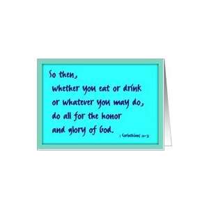  1 Corinthians 1031 Aqua Background, Blank Inside Card 