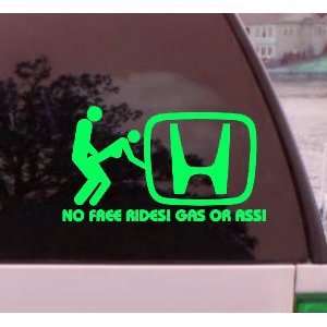 : NO FREE RIDES HONDA   7 LIME GREEN decal for ACCORD CIVIC CRX CRZ 