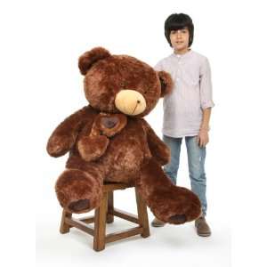   Hugs Big Cuddly Chestnut Brown Heart Teddy Bear 45in: Toys & Games