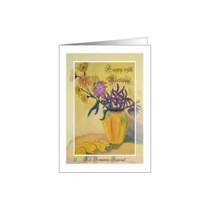  Happy 115th Birthday, Yellow Vase Flowers Card: Toys 