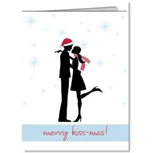  Merry Kiss Mas! Christmas Couple Silhouette Holiday Cards 