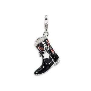 Amore LaVita(tm) Sterling Silver 3 D Black and Red Enameled Cowboy 