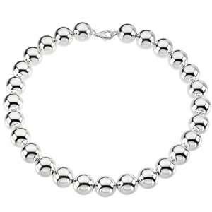  16mm Bead Necklace 16 inches/Sterling Silver: Jewelry
