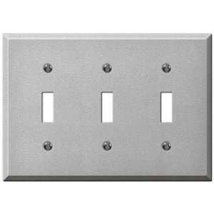    Textured Silver Steel   3 Toggle Wallplate: Home Improvement
