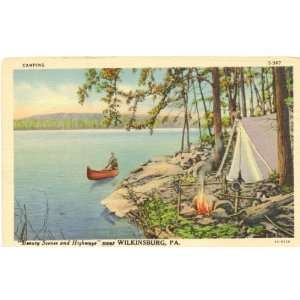  1940s Vintage Postcard Camping Scene near Wilkinsburg 