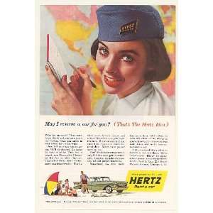  1957 Hertz Rent a Car Girl Chevy Chevrolet Bel Air Print 