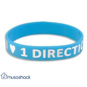  Bright Blue I Love 1 Direction Silicone Wristband, One 