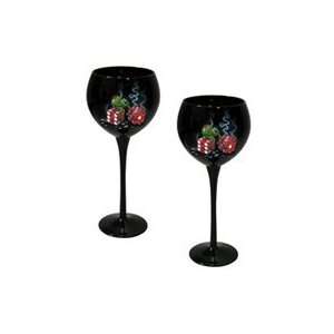 Sittin on Sevens Wine Goblets by Michael Godard, Set of Two:  