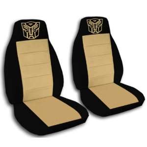  2 Black and Tan Robot car seat covers for a 2001 Nissan 