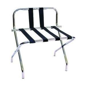  Chrome Luggage Rack with Back and Brown Straps