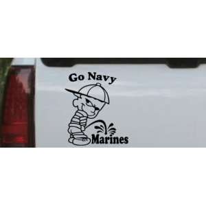 Go Navy Pee On Marines Car Window Wall Laptop Decal Sticker    Black 