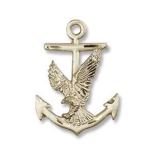   Filled Anchor/Eagle Pendant Stainless Gold Heavy Curb Chain: Jewelry