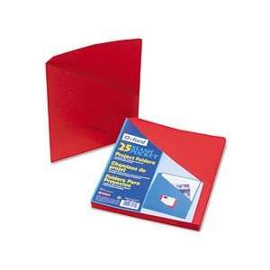  Recycled Unpunched Slash Pocket Project Folders, Red, 25 