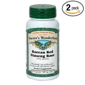 Natures Wonderland Korean Red Ginseng Root Herbal Supplement Capsules 