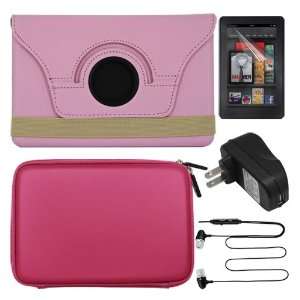  Premium 7 Screen Protector + Pink 360 turn Leather Cover 