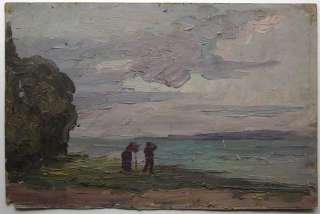 zwei Personen am Meer, Öl/Karton um 1900 49  