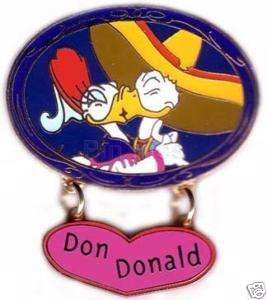 DISNEY DON DONALD AND DAISY DUCK KISSING PIN FROM 2001  
