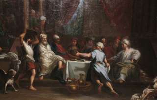 Lazarus Feast of Dives Oil Painting by Prass 1856  