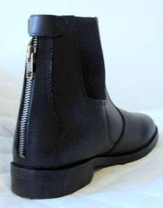 English Paddock kid Boots BLACK Back Zip leather sz 8  