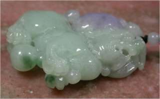 Lavender 100% Natural A Jade jadeite pendant Dragon Bat Coin 342119 