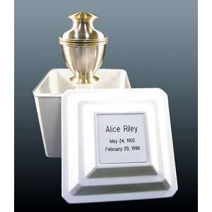 White Bristol Urn Burial Vault   Engravable Plaque   