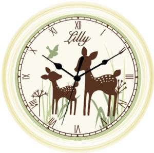 Personalized Willow (Organic) Deer Nursery Baby Clock  