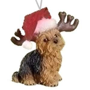 Yorkie Yorkshire Terrier Dog w/ Reindeer Antlers Christmas Ornament by 