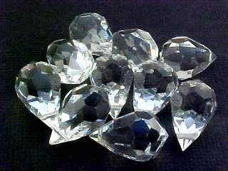 VTG 10 INCREDIBLE FACETED CLEAR SWAROVSKI DROPS HUGE GORGEOUS NEW OLD 