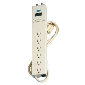   Outlet Strip with Switch and CATV, Data Sensitive, 6 Ft, Beige Home