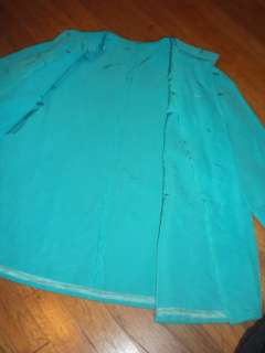 vtg 50s turquoise beaded swing style crop jacket S  