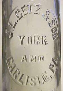 1910s J.L. Getz & Son Bottle York & Carlisle, PA  