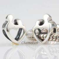 925 Sterling Silver Mother Child Heart Bead fits European Charm 