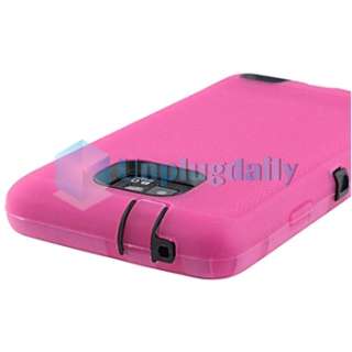 Black Hard Pink TPU Case+Charger+Privacy LCD+USB For Samsung Galaxy S 