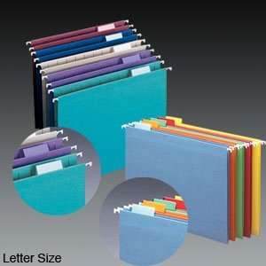  Assorted Colored Hanging Folders, 1/5 Cut, Letter Size 