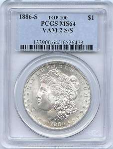 1886 S Morgan Dollar PCGS MS 64 VAM 2 S/S  