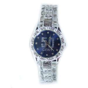  Iced 50 Cent Hip Hop Watch Blue, Silver Tone Everything 