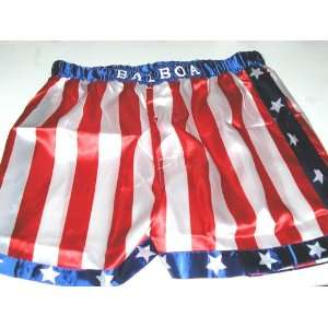 Rocky Balboa Red White and Blue Official Licensed Satin Shorts, Size 