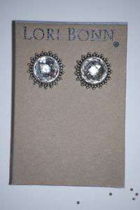 NWT Lori Bonn White Quartz Round Earrings 110310QW  