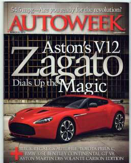   MARCH 5 2012 54.5 MPG ASTON MARTIN ZAGATO BMW BENTLEY BUICK SS  