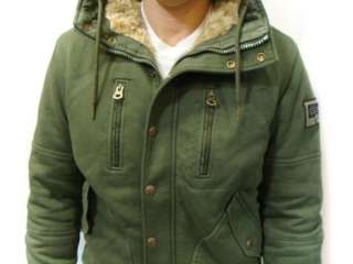 NWT DIESEL Mens Faux Fur Line Fleece Hoodie Wugi Jacket Army Green XL 