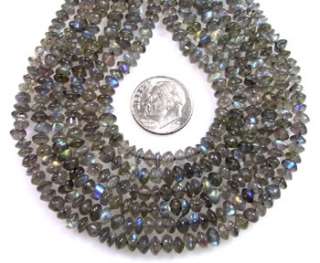   BLUE FLASH LABRADORITE PLAIN RONDELLE BEADS 4 mm 14 Z18  