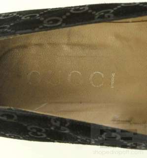 Gucci Mens Black Suede Monogram Loafers Size 11D  