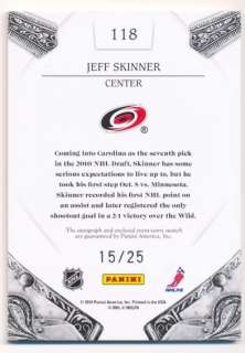 10/11 Crown Royale Silhouettes Jeff Skinner Patch RC Auto /25  
