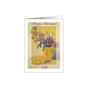  66th Birthday Yellow Vase Flowers Card Toys & Games